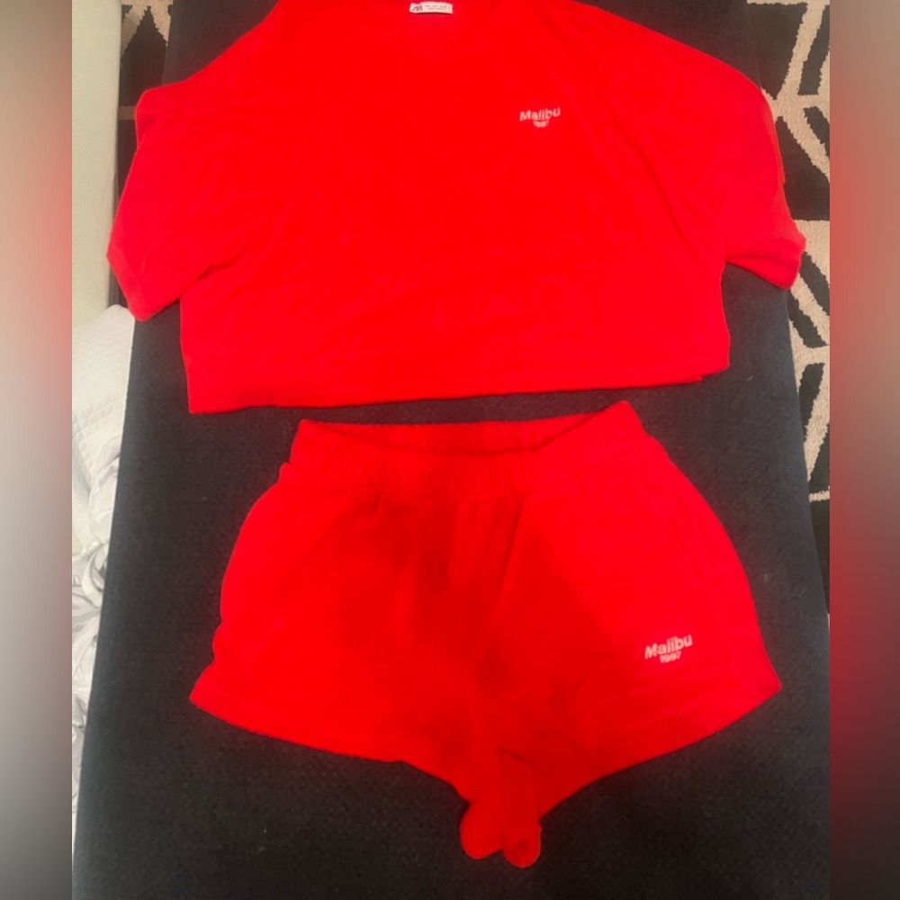Zara terrycloth embroidered Set